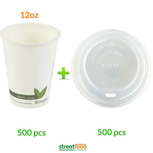 12oz compostable cup and compostable lid - biogedradable coffee cup lid - 500 pcs