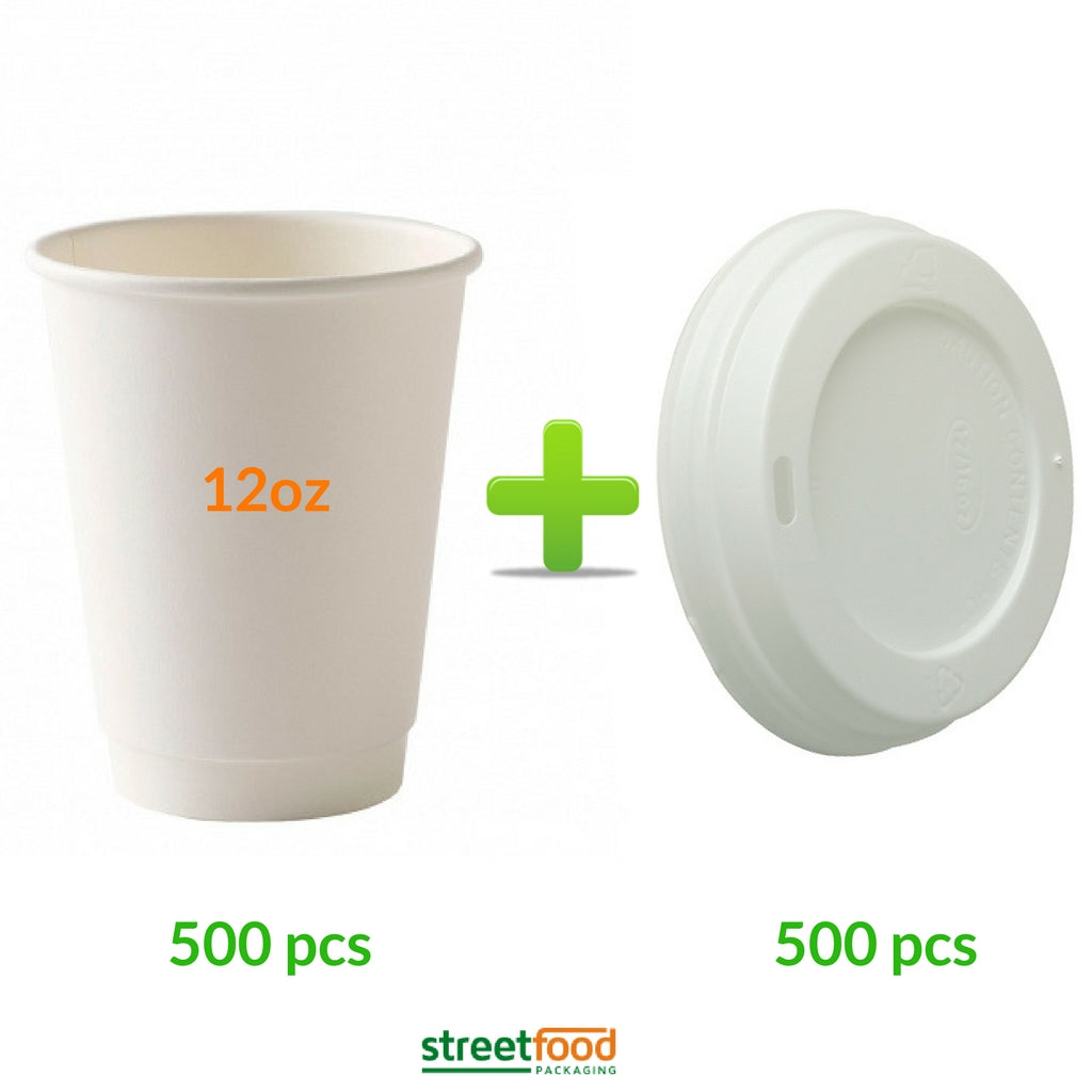 lain White Double wall cup is a fully recyclable insulated coffee cup, Packed in convenient easy to re-order cartons of 500 