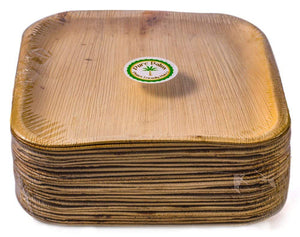 Palm Leaf Plate - 24cm x 24cm Square  | Eco friendly and Biodegradable  Square Plate  7" x 7"  (Case x 100)