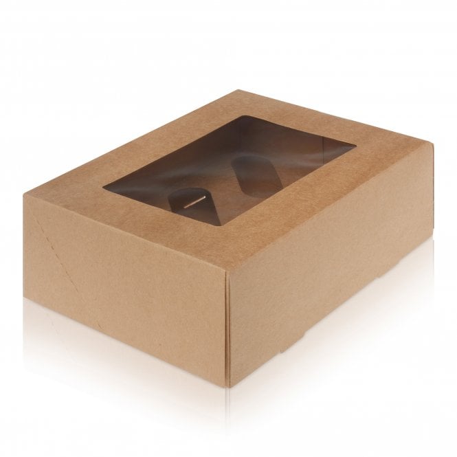 6 Cupcake Window Box With Insert - KRAFT (Case x 125)