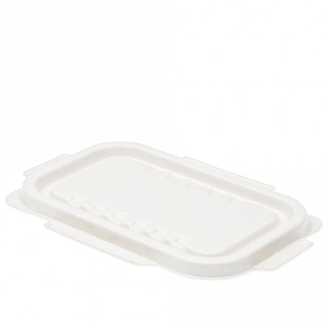 WHITE BAGASSE LID FOR 500/650/750/1000ML TRAYS | Case of 400