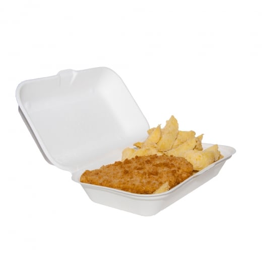 Sweet potato fries in a takeaway card container box. Disposable recycling  sustainable plastic free takeaway packaging Stock Photo - Alamy